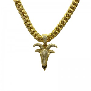 Zircon Solid Deer Head Hip Hop kaulakoru